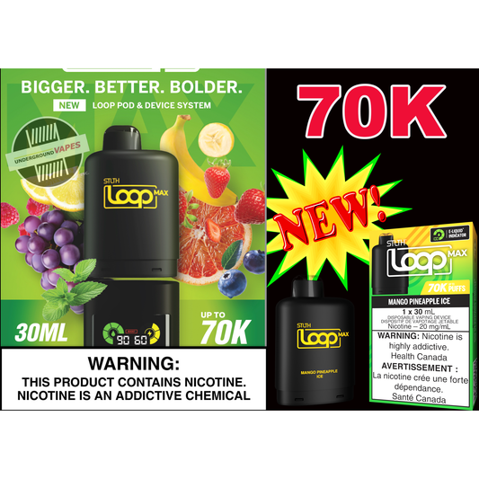 STLTH LOOP MAX 70K POD PACK (REQUIRES LOOP BATTERY SOLD SEPERATE LISTED IN MENU) - Underground Vapes Inc - Cambridge