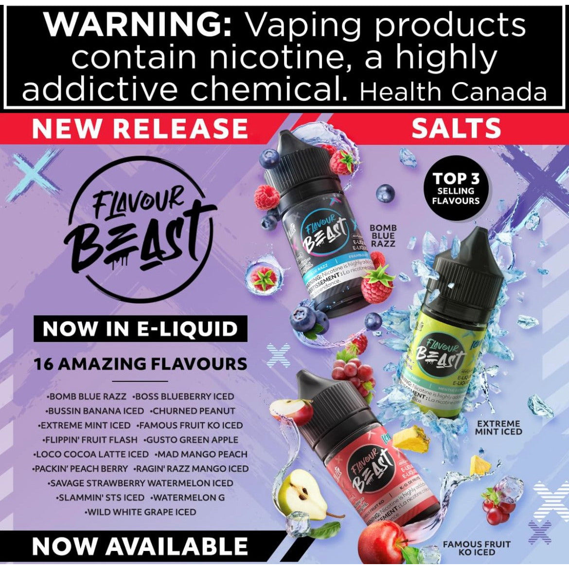FLAVOUR BEAST SALTS 30ML (SEE FLAVOR MENU) - Underground Vapes Inc - Cambridge