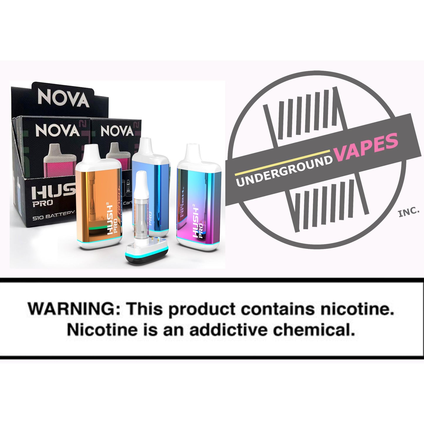 Nova Hush 2 PRO Electroplated 510 Thread Battery Vape - Underground Vapes Inc - Cambridge