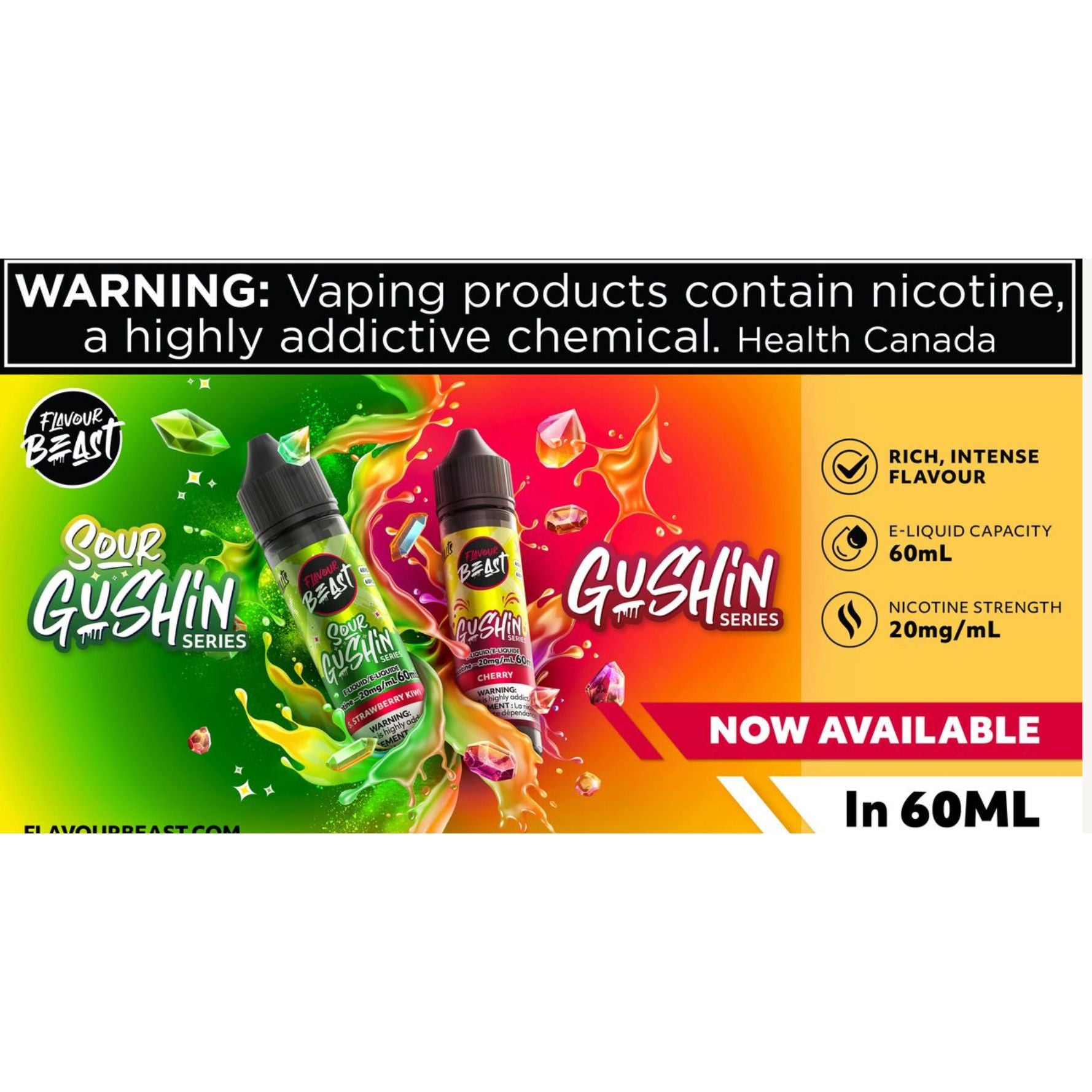 FLAVOUR BEAST GUSHIN SALTS 60ML - Underground Vapes Inc - Cambridge