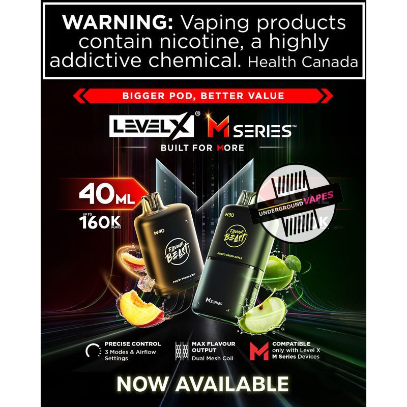 Level X Flavour Beast M Series 40ML 160k Pod ( requires XM Series battery sold separate listed in menu) - Underground Vapes Inc - Cambridge