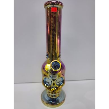 14" neochrome skull glass bong