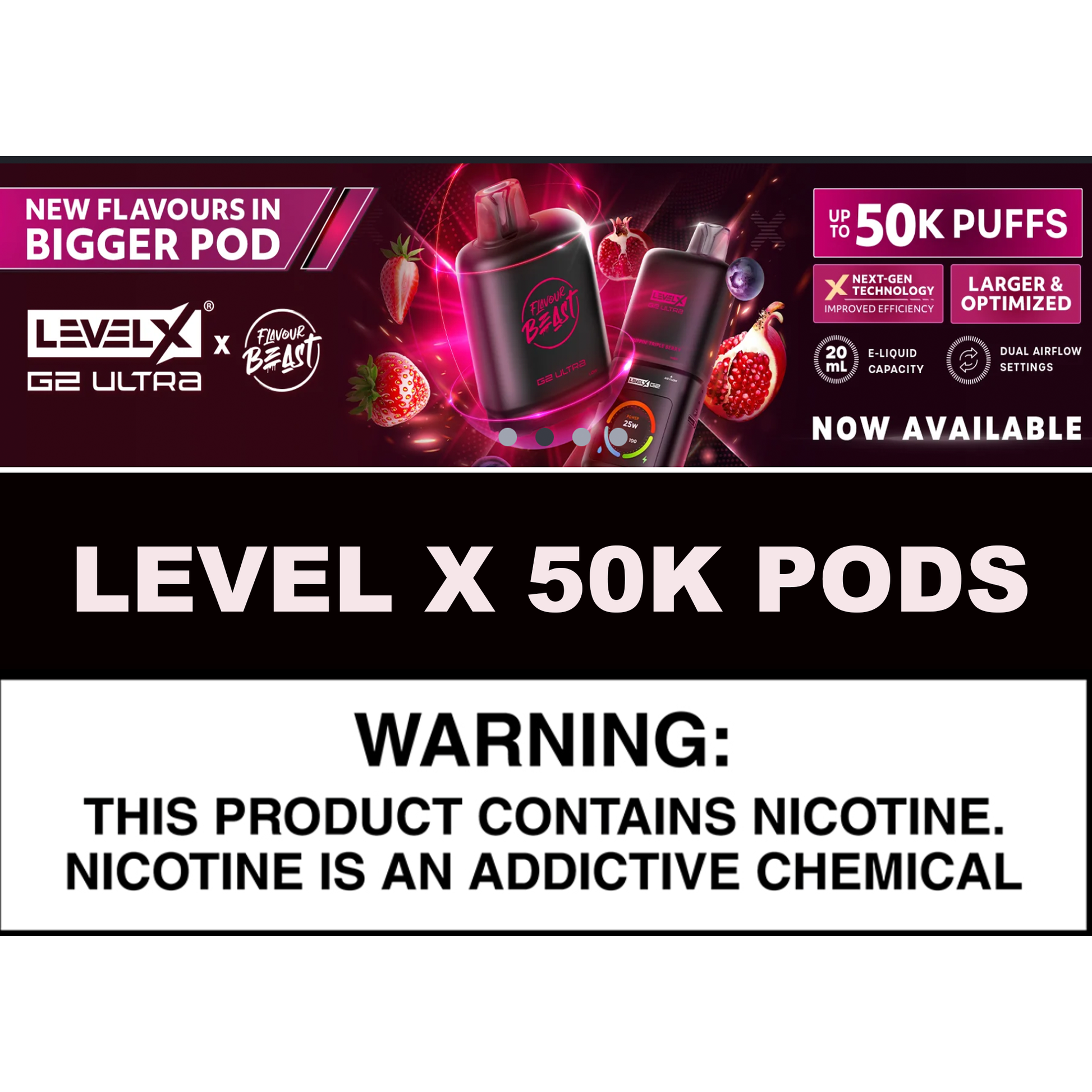 LEVEL X 50K PODS (REQUIRES LEVEL X BATTERY LISTED IN MENU) - Underground Vapes Inc - Cambridge