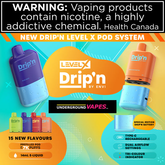 DRIP'N LEVEL X 7000 disposables (REQUIRES LEVEL X BATTERY SOLD SEPERATE) - Underground Vapes Inc - Cambridge