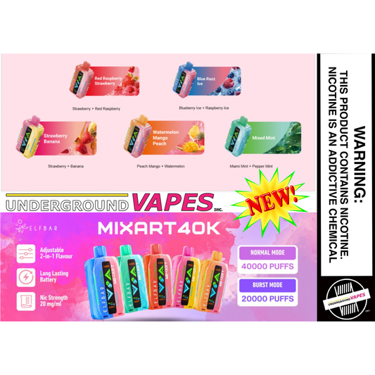 ELFBAR MIXART 40K 2 FLAVOURS IN 1 DISPOSABLES (ARRIVING THURSDAY) - Underground Vapes Inc - Cambridge