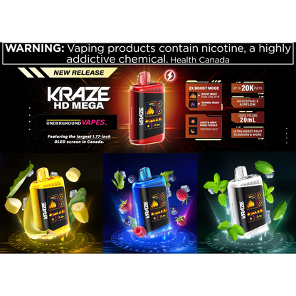 KRAZE HD MEGA 20,000 PUFF DISPOSABLES