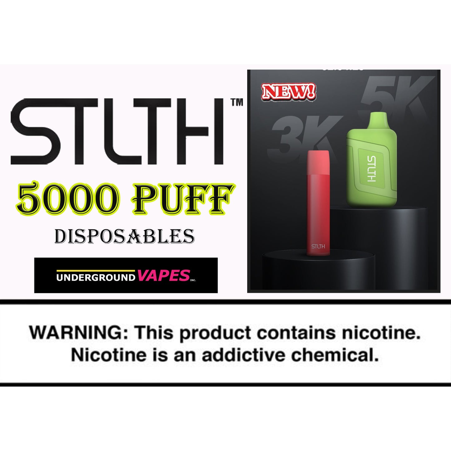 IN STOCK !!!!!  STLTH 5000 PUFF DISPOSABLE VAPES ( SEE FLAVOR MENU) - Underground Vapes Inc - Cambridge