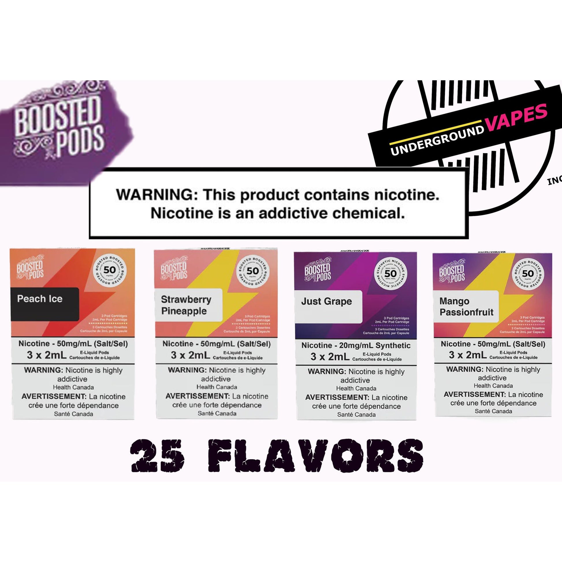 BOOSTED STLTH COMPATIBLE PODS 3 P/K (SEE FLAVOR MENU) EXCISE TAXED - Underground Vapes Inc - Cambridge